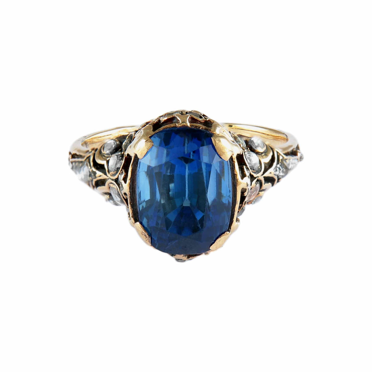 Bague Fantaisie Ancienne – Pierre Bleue Facettée – Taille 57 – Vintage