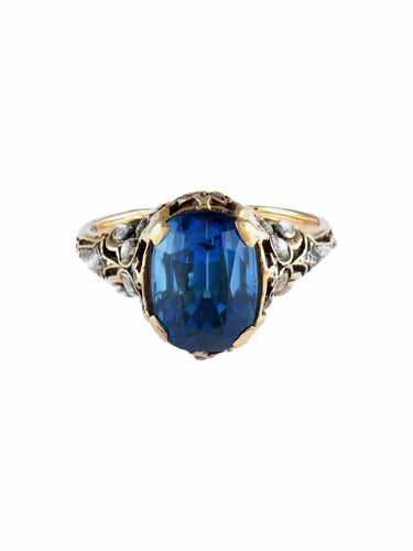 Bague 59 BAGUE ANCIENNE ANNEES 1900 OR ET SAPHIR 58 Facettes BO/150033  .