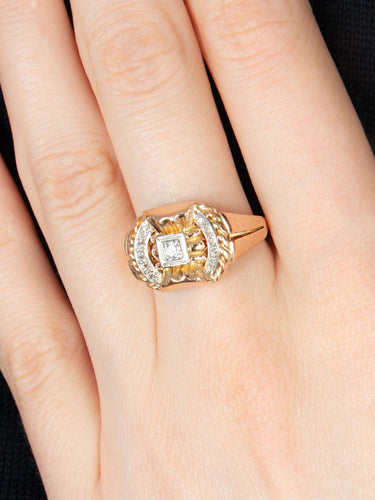 Bague 54 BAGUE  ANCIENNE OR & DIAMANTS 58 Facettes 121021