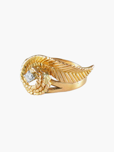 Bague 52 BAGUE "FEUILLE" OR & DIAMANTS 58 Facettes BO/120044