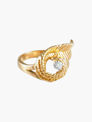 Bague 52 BAGUE "FEUILLE" OR & DIAMANTS 58 Facettes BO/120044