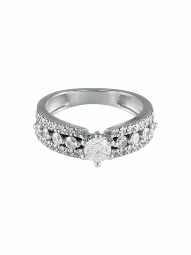 Bague 50 BAGUE SOLITAIRE OR BLANC & DIAMANTS 58 Facettes BO/130067