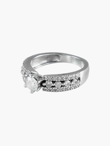 Bague 50 BAGUE SOLITAIRE OR BLANC & DIAMANTS 58 Facettes BO/130067