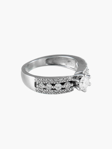 Bague 50 BAGUE SOLITAIRE OR BLANC & DIAMANTS 58 Facettes BO/130067