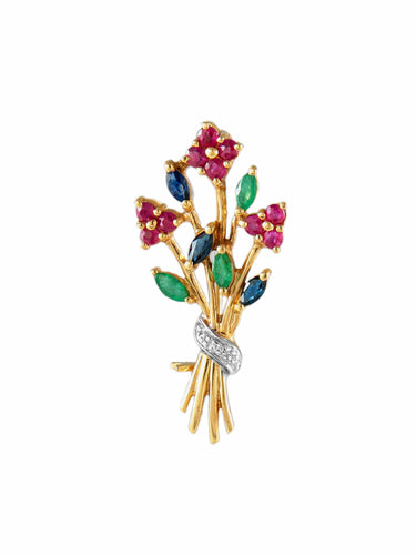 Broche BROCHE "BOUQUET" OR & PIERRES 58 Facettes BO/150006