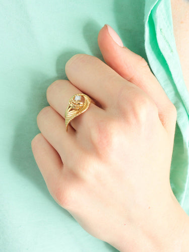 Bague 52 BAGUE "FEUILLE" OR & DIAMANTS 58 Facettes BO/120044