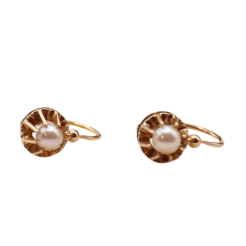 Boucles d'oreilles Dormeuse or jaune et perle de culture 58 Facettes