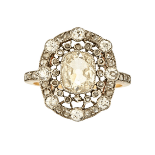 Bague 53 Bague ancienne 2 ors Diamants 58 Facettes EL2-135