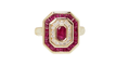 Bague 54 Bague octogonale Or jaune Rubis ovale Diamants 58 Facettes 32519