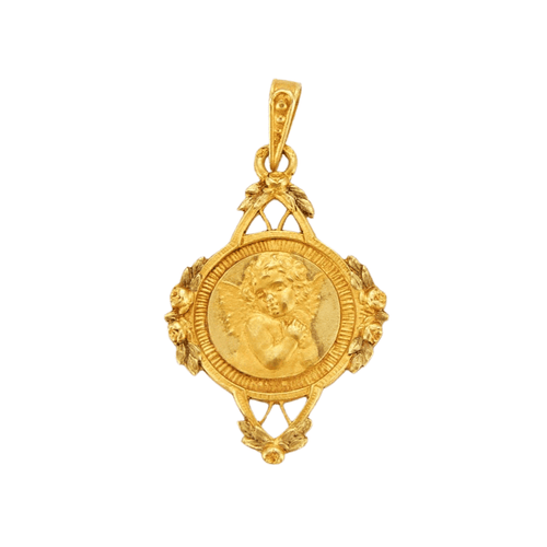Pendentif Médaille angelot, époque Art Nouveau 58 Facettes