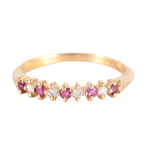 Bague 54.5 Demi-alliance Diamants et Rubis 58 Facettes 8397