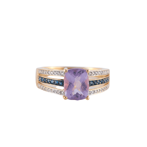 Bague 56 Bague Améthyste Saphirs Diamants 58 Facettes JE81