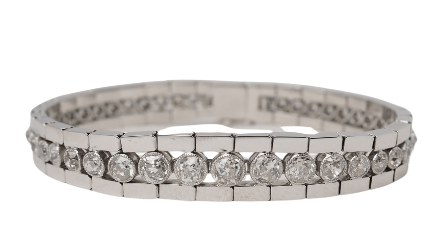 Bracelet 17cm Bracelet rivière ancien en or blanc et diamants 58 Facettes 32319