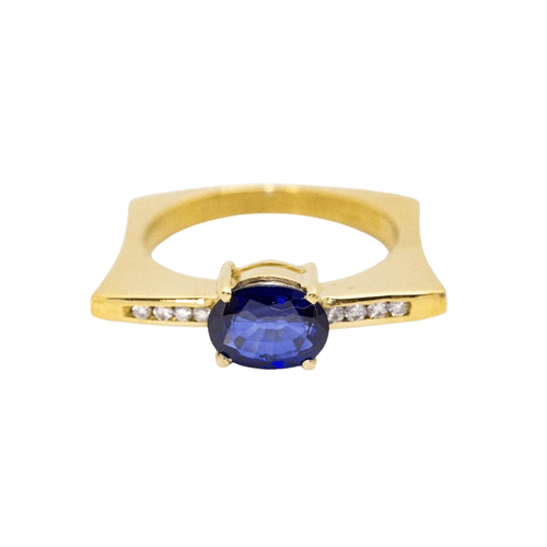 Bague 55 KLASH ring in yellow gold, sapphire and diamonds 58 Facettes D360264JE