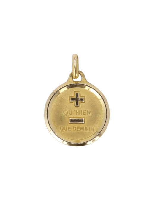Pendentif Médaille Amour Augis "L'originale" Or jaune "Plus qu’hier moins que demain" 58 Facettes J242