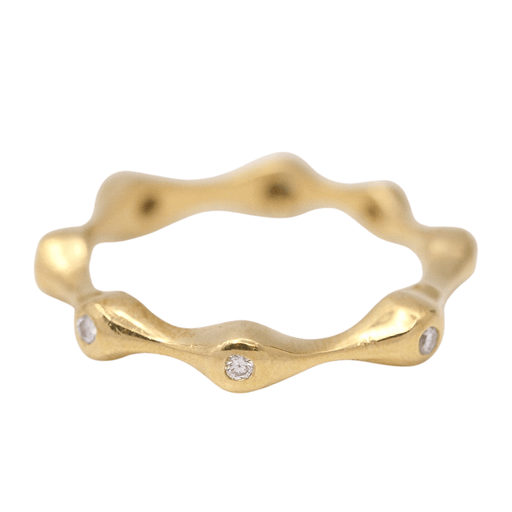 Ring Ring “Ondes” Yellow gold Diamonds 58 Facettes