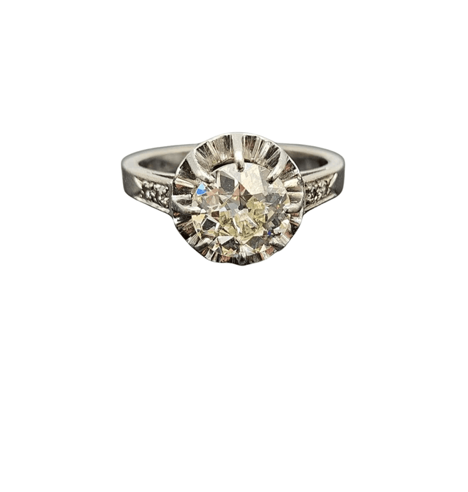 Bague 51 Bague solitaire vintage avec diamant 1.3 ct 58 Facettes