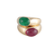 Bague 50 Poiray - Bague Double jonc Emeraude Rubis cabochons 58 Facettes 1