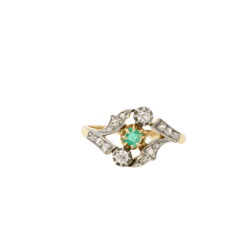 Bague Bague Art Nouveau diamants émeraude 58 Facettes J34