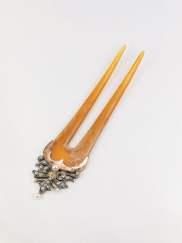 Accessoire Peigne en or, diamants et perles fines 58 Facettes 660