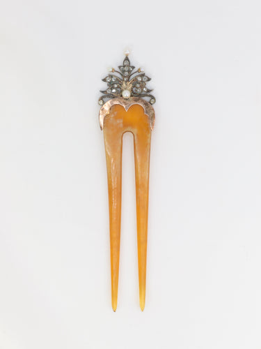 Accessoire Peigne en or, diamants et perles fines 58 Facettes 660