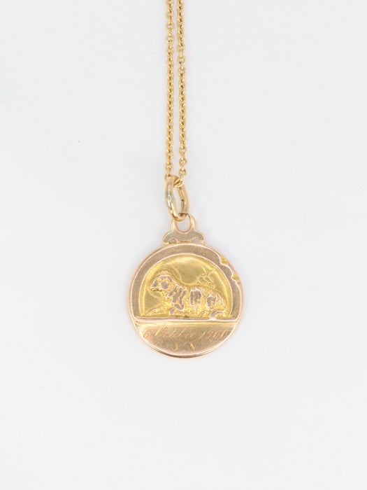 Pendentif Médaille Art nouveau en or jaune 58 Facettes 557