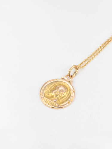 Pendentif Médaille Art nouveau en or jaune 58 Facettes 557