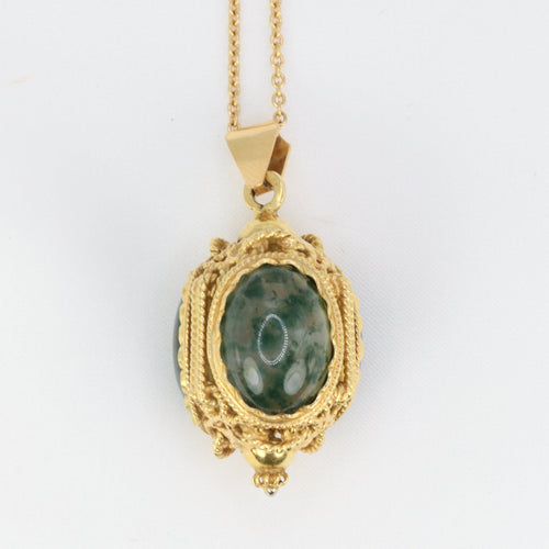 Pendentif Pendentif lanterne cabochons d’agate mousse 58 Facettes