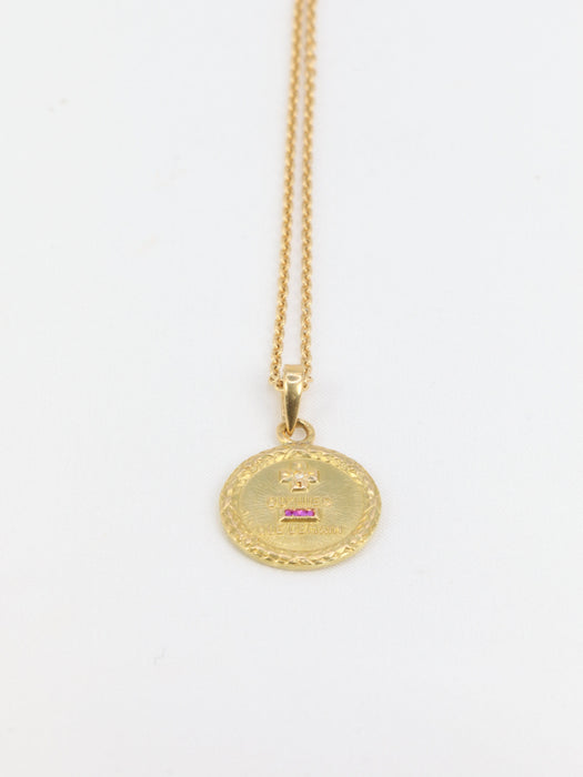 Pendentif Augis - Médaille Amour diamant et rubis 58 Facettes