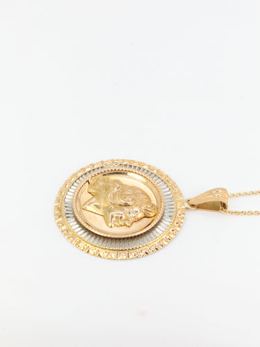 Pendentif Médaille vintage en or jaune et blanc 58 Facettes 672