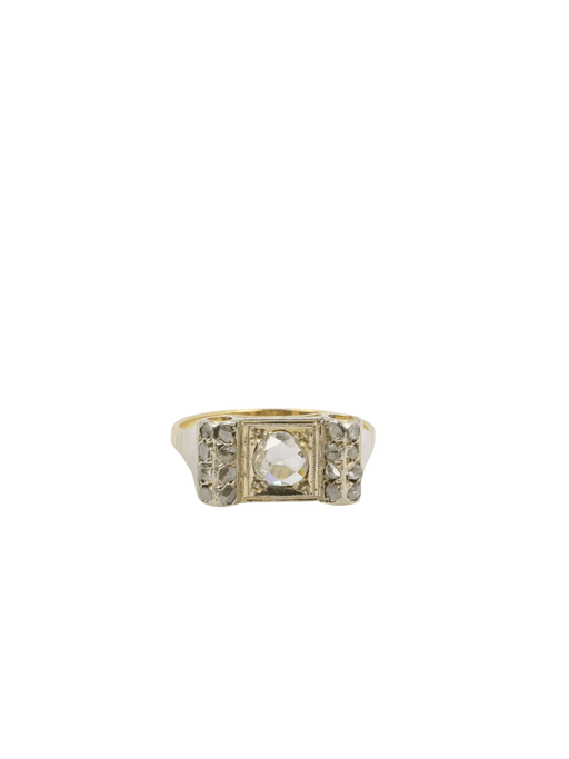 Ring 55 Art-Deco Ring 2 Gold Diamonds 58 Facettes J193