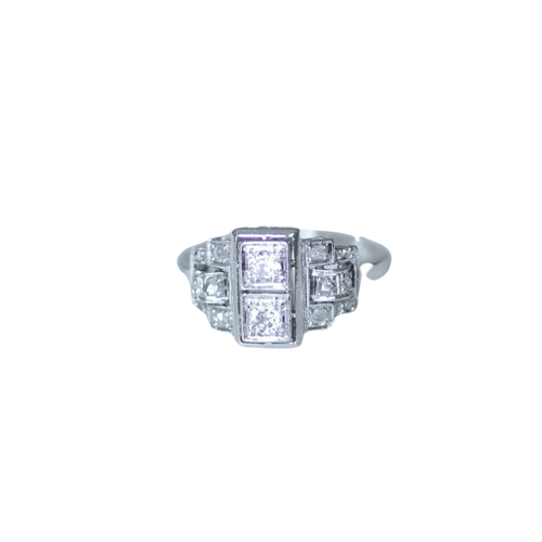 Bague 54 Bague Art Déco diamants sur platine 58 Facettes