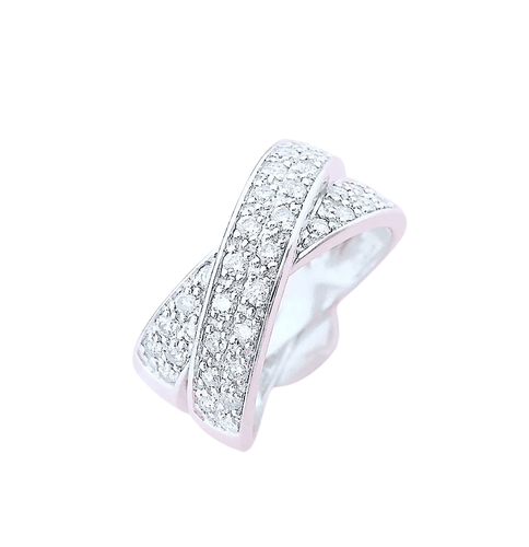 Bague 54 Bague Croisée Or blanc Diamants 58 Facettes AA 1587