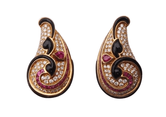 Boucles d'oreilles Vacheron Constantin - Boucles d'oreilles Diamants Onyx Rubis 58 Facettes