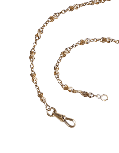 Collier Chaîne de montre ancienne, maille torsadée or rose 58 Facettes