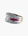 Ring 53 White gold ring with calibrated rubies and pavé of brilliants 58 Facettes 1004