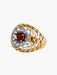 Ring 53.5 Ring Yellow Gold Ruby Diamonds 58 Facettes 6509A