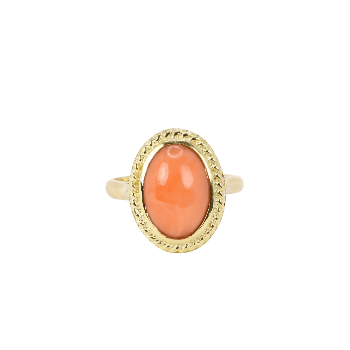 Bague Ancienne Camée Corail Rose Peau D’ange – Taille 53 – Métal Argenté – Occasion