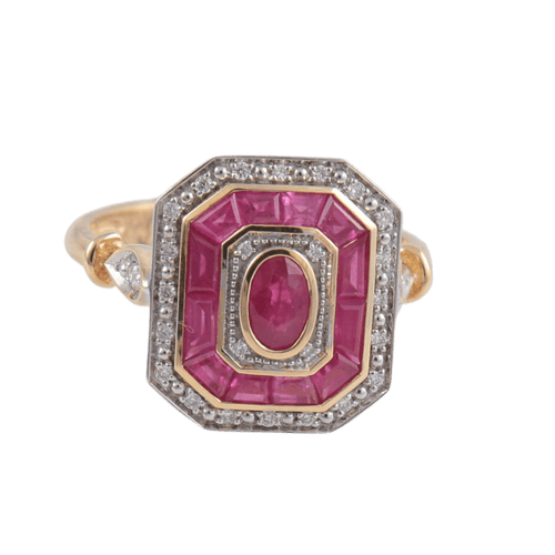Bague 53.5 Bague Style Art Déco Rubis  Diamants 58 Facettes 1