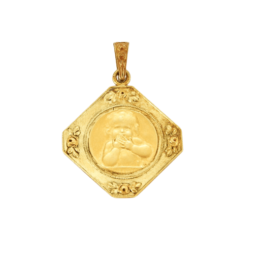 Pendentif Médaille Chérubin en Or jaune 58 Facettes