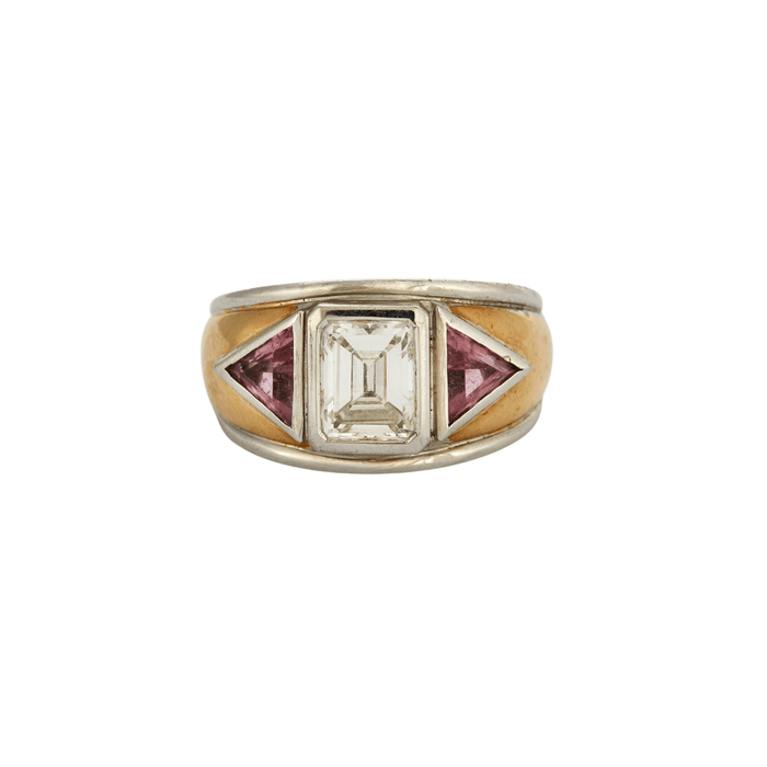 Bague 53 RENE BOIVIN - Bague Diamant Saphirs roses 58 Facettes