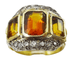 Bague Bague vintage citrines et diamants en or et argent 58 Facettes