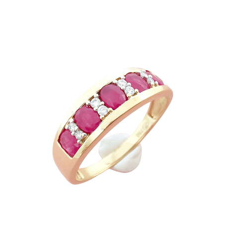 Bague Bague Anneau Demi Alliance Rubis & Diamants 58 Facettes AA 1579