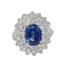 Bague 55 Bague double entourage en or blanc, saphir et diamants 58 Facettes 32091