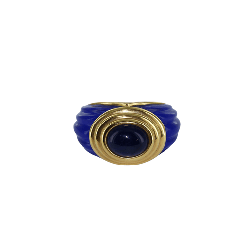 Bague Bague Or jaune Résine Pierre bleue 58 Facettes