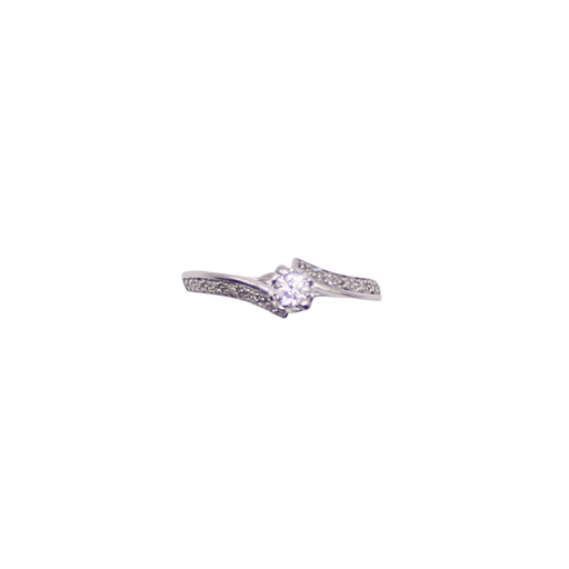 White gold diamond solitaire ring with knife setting 58 Facettes