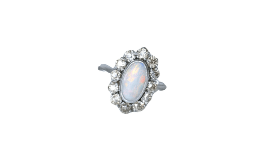 Bague Bague marguerite opale entourage diamants 58 Facettes