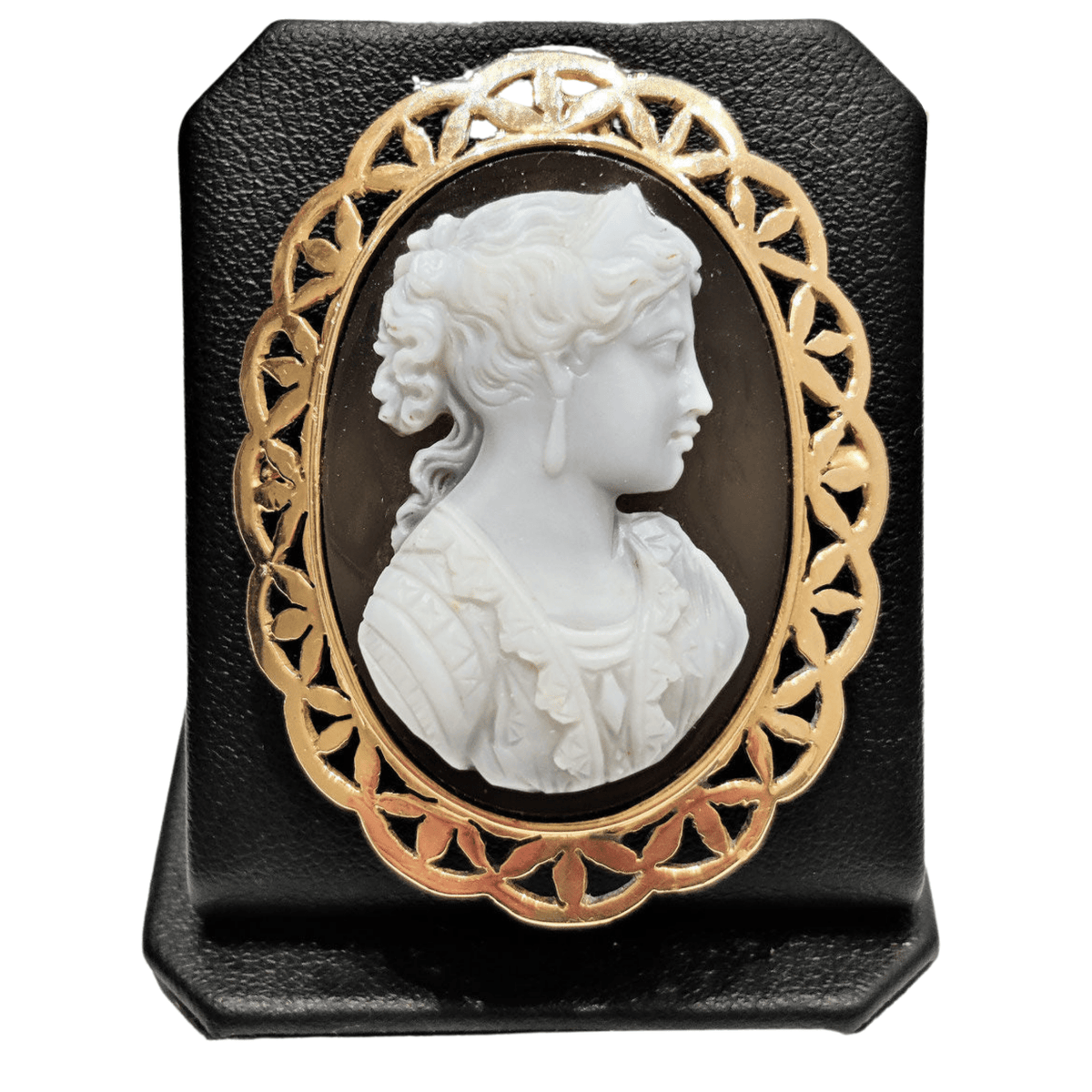 Pendentif Et Broche En Or Jaune 18 Carats Avec Camée Cornéola - Neuf Avec étiquettes