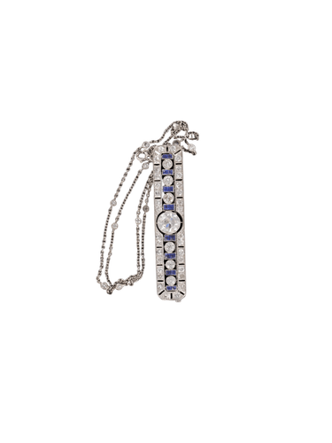 Collier Collier "Plaque Art Déco" Or blanc - Diamant 58 Facettes