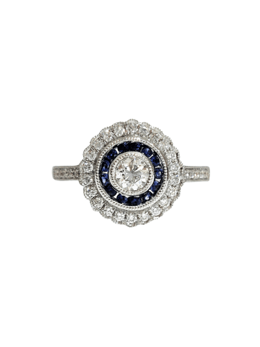 Bague 54 Bague style art déco saphirs et diamants 58 Facettes 1-847/2